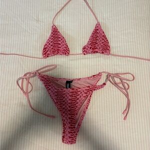 triangl swimwear Pink Crochet Triangle Bikini Top NEVER WORN